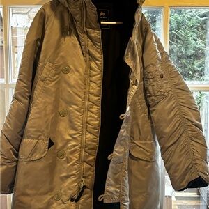 Alpha Industries Silver Hooded Military Jacket